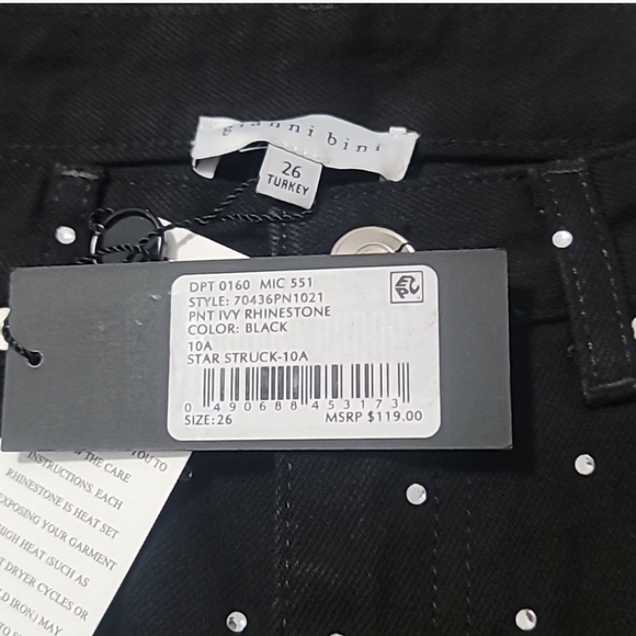 Gianni Bini Ivy Rhinestone Straight Leg High Waisted Denim Jeans